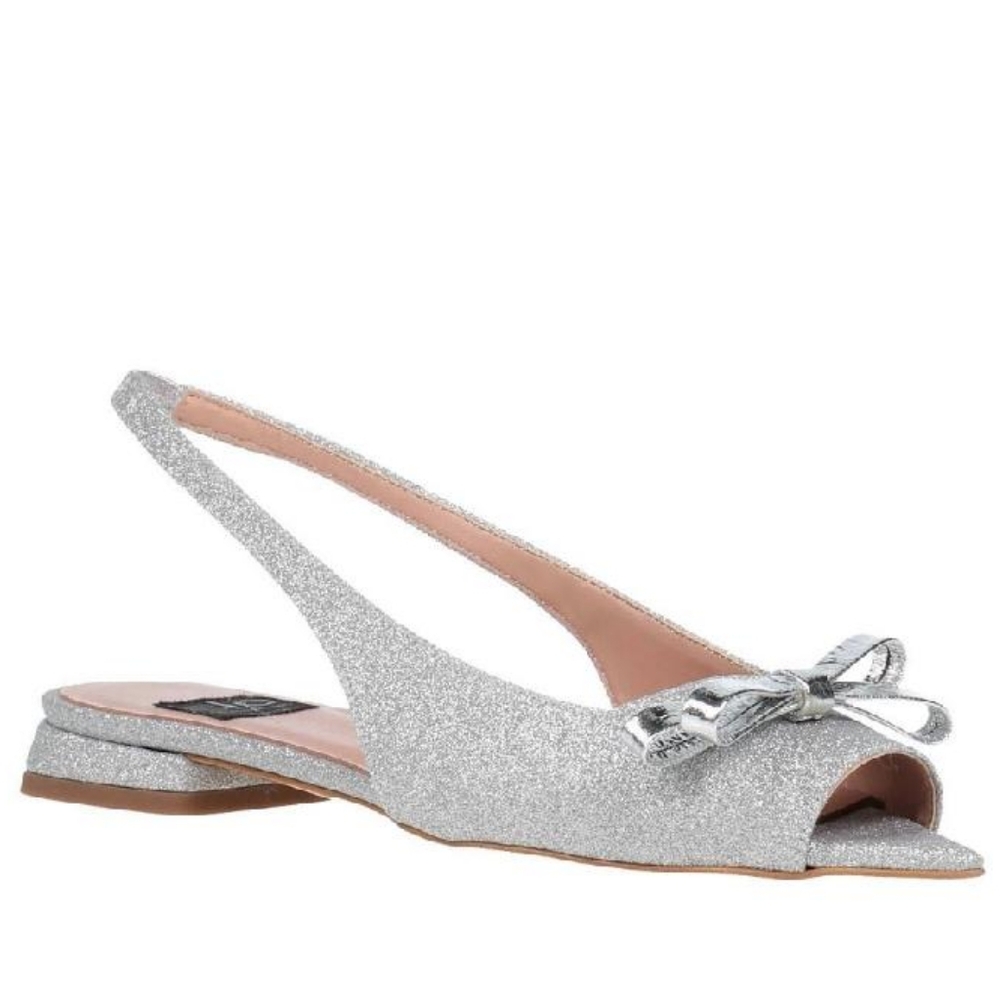🇮🇹ISLO ISABELLA LORUSSO open toe flat slingback silver metallic sandals in 38 - Picture 2 of 15